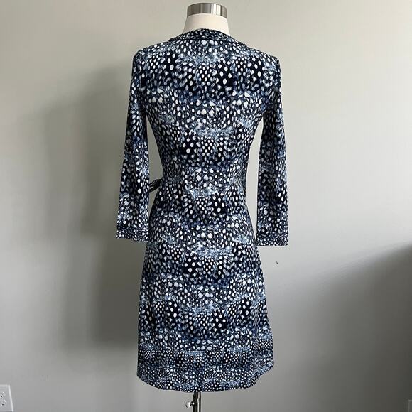 BCBG Max Azria Wrap Dress Ellyette Blue Feather Work Wear XS - Picture 8 of 9